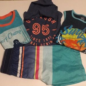 Size 5/6 Surfer Boy Swim Trunks, Tanks, and Shirt